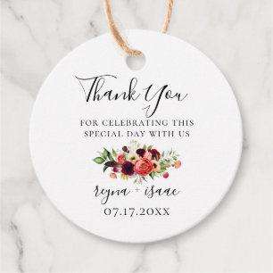Étiquettes Cadeau Merci Mariage des fleurs de Bohême