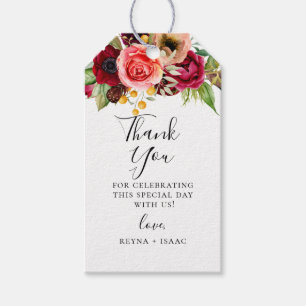 Étiquettes-cadeau Merci Mariage des fleurs de Bohême