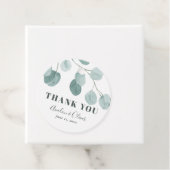 Étiquettes Cadeau Merci Mariage d'Eucalyptus en argent (En situation)