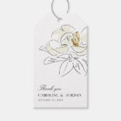 Étiquettes-cadeau Merci Mariage d'illustration blanc Magnolia (Devant)