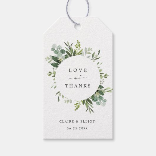 Étiquettes-cadeau Merci Mariage Eucalyptus Green Folift Ta (Devant)