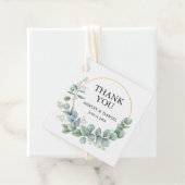 Étiquettes Cadeau Merci Mariage Eucalyptus Or moderne (En situation)
