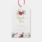Étiquettes-cadeau Merci Mariage Floral Or Classique (Devant)