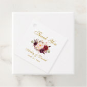 Étiquettes Cadeau Merci Mariage floral or de Bourgogne (En situation)