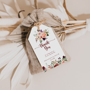 Étiquettes-cadeau Merci Mariage Floral Rustique été