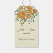 Étiquettes-cadeau Merci Mariage jaune orange et crème (Dos)