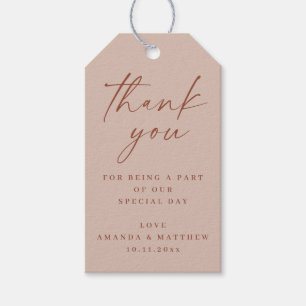 Étiquettes-cadeau Merci Mariage minimaliste Dusty Rose Élégant