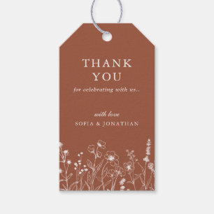 Étiquettes-cadeau Merci Mariage minimaliste Fleur sauvage en terre c