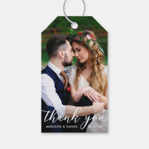 Étiquettes-cadeau Merci Mariage moderne   Photo de la mariée