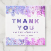 Étiquettes Cadeau Merci Mariage moderne rose et violet (Devant)