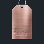 Étiquettes-cadeau Merci Mariage moderne rose Rose Rose Rose Rose<br><div class="desc">Rose pâle | Rose Gold Modern et Elegant Wedding Merci Favor Tags cadeaux. Vous pouvez customiser ces étiquettes cadeau Rose Gold Wedding Favor pour inclure votre nom et votre date de mariage. Les étiquettes cadeaux élégantes en métal brossé font partie de la collection Mariage or Rose. Si vous souhaitez faire...</div>