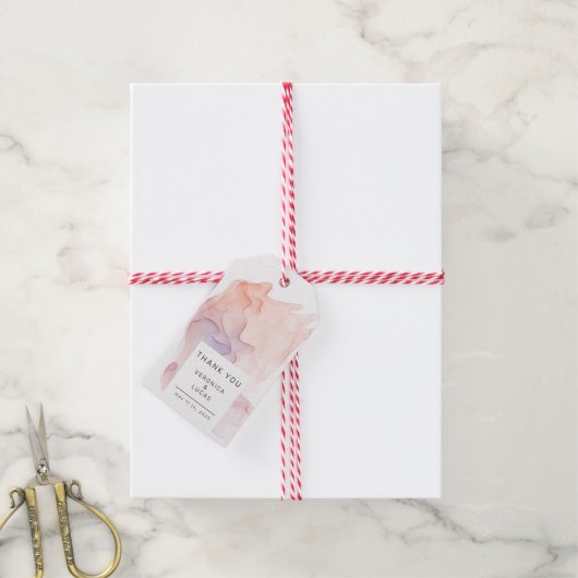 Étiquettes-cadeau Merci Mariage moderne transparent en soie (Avec de la ficelle)