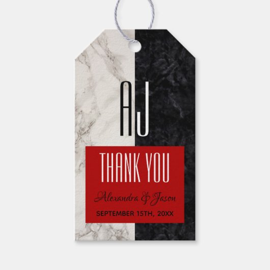 Étiquettes-cadeau Merci Mariage Monogramme moderne (Devant)