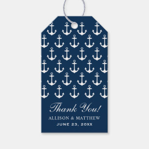 Étiquettes-cadeau Merci Mariage Motif d'Ancre de la marine nautique