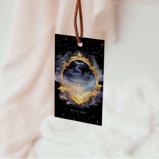 Étiquettes-cadeau Merci Mariage mystique de lune d'or céleste