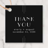 Étiquettes Cadeau Merci Mariage noir Art déco moderne (Devant)