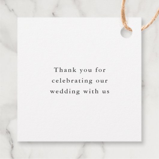 Étiquettes Cadeau Merci Mariage noir et blanc à script simple (Dos)