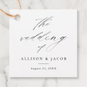 Étiquettes Cadeau Merci Mariage noir et blanc à script simple (Devant)