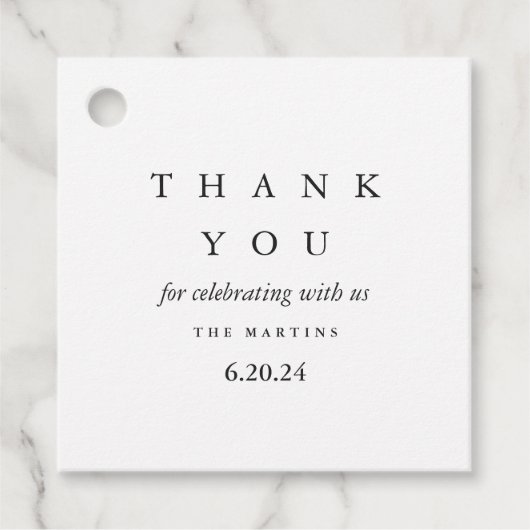 Étiquettes Cadeau Merci Mariage noir et blanc minimal (Devant)