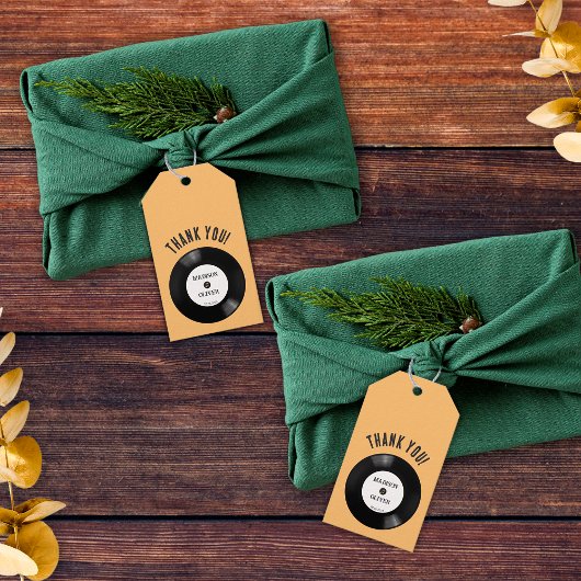 Étiquettes-cadeau Merci Mariage noir noir blanc rétro