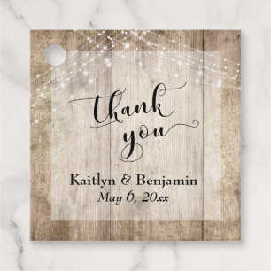 Étiquettes Cadeau Merci mariage Pale Bois et lumières