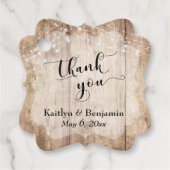 Étiquettes Cadeau Merci mariage Pale Bois et lumières (Devant)