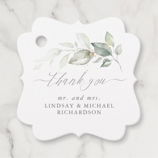 Étiquettes Cadeau Merci Mariage romantique élégant (Devant)