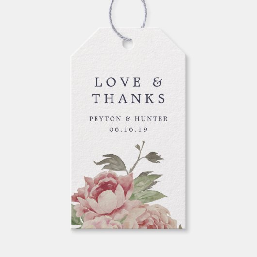 Étiquettes-cadeau Merci Mariage Rose (Devant)