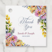 Étiquettes Cadeau Merci Mariage rose et orange (Devant)