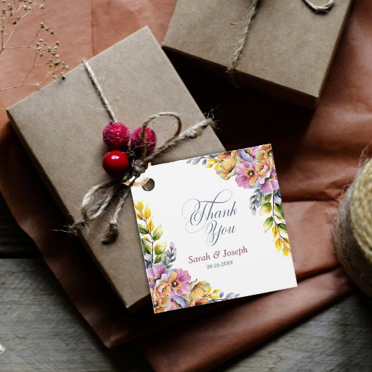 Étiquettes Cadeau Merci Mariage rose et orange