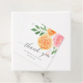 Étiquettes Cadeau Merci Mariage Rose rose et orange (En situation)
