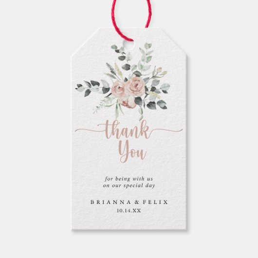 Étiquettes-cadeau Merci Mariage rose rose rose rose classique (Devant)