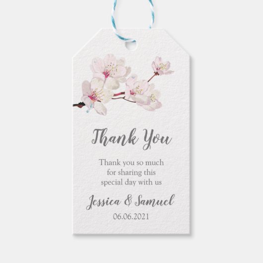 Étiquettes-cadeau Merci Mariage Sakura Pink Cherry (Devant)