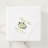 Étiquettes Cadeau Merci Mariage vert blanc Floral Or (En situation)