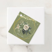 Étiquettes Cadeau Merci Mariage vert blanc Peony (En situation)