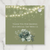 Étiquettes Cadeau Merci Mariage vert blanc Peony (Dos)