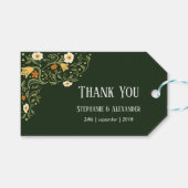 Étiquettes-cadeau Merci Mariage vert Floral (Devant (Horizontal))