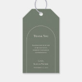 Étiquettes-cadeau Merci Mariage vert simple Boho Arch Sage (Devant)