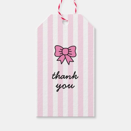 Étiquettes-cadeau Merci mignon carton rose Bow (Devant)