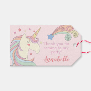 Étiquettes-cadeau Merci mignon d'anniversaire de licorne