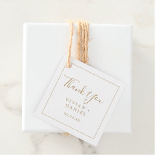 Étiquettes Cadeau Merci minimal en or
