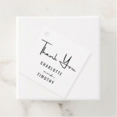 Étiquettes Cadeau Merci minimal Script noir Mariage blanc (En situation)