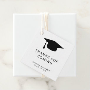 Étiquettes Cadeau Merci minimaliste noir blanc de diplôme