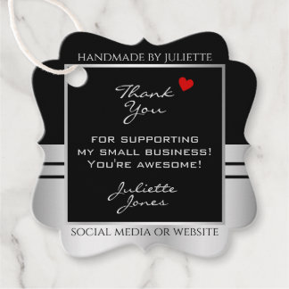 Étiquettes Cadeau Merci moderne des petites entreprises Noir et Arge