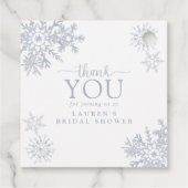 Étiquettes Cadeau Merci moderne Dusty Blue Snowflake Douche (Dos)