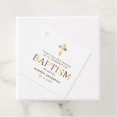 Étiquettes Cadeau Merci moderne Elegant Or & Blanc Baptême (En situation)