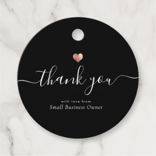 Étiquettes Cadeau Merci moderne Script Rose Or Petite entreprise