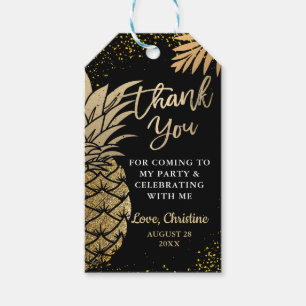 Étiquettes-cadeau Merci moderne Tropical Black Gold