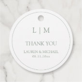 Étiquettes Cadeau Merci Monogramme simple (Dos)