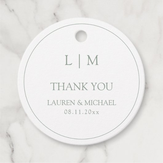 Étiquettes Cadeau Merci Monogramme simple (Devant)